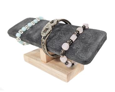 "T- Form" - Design Schmuckständer Schmuckhalter für Uhren Armband Ketten Stoffüberzog grau